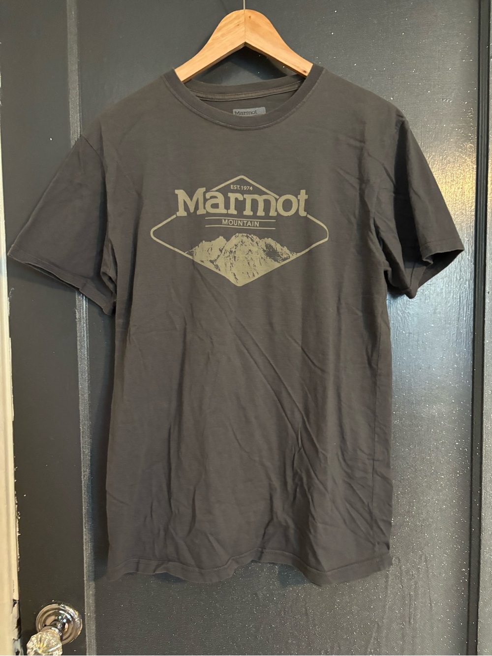Marmot Men's Dark Gray Mountain Logo Short Sleeve Tee